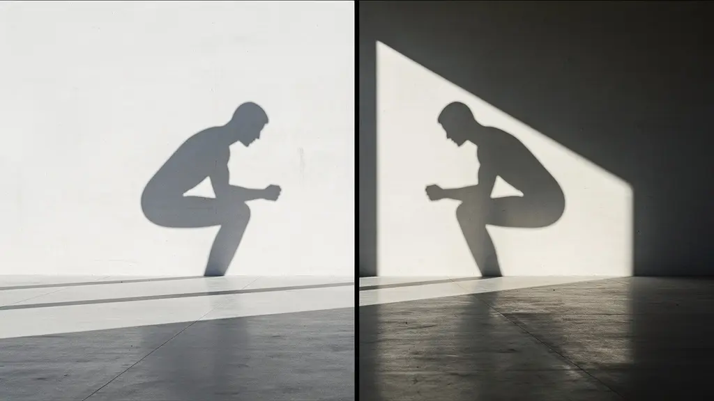 Comparaison visuelle entre un squat parallèle et un squat complet montrant l'angle de flexion