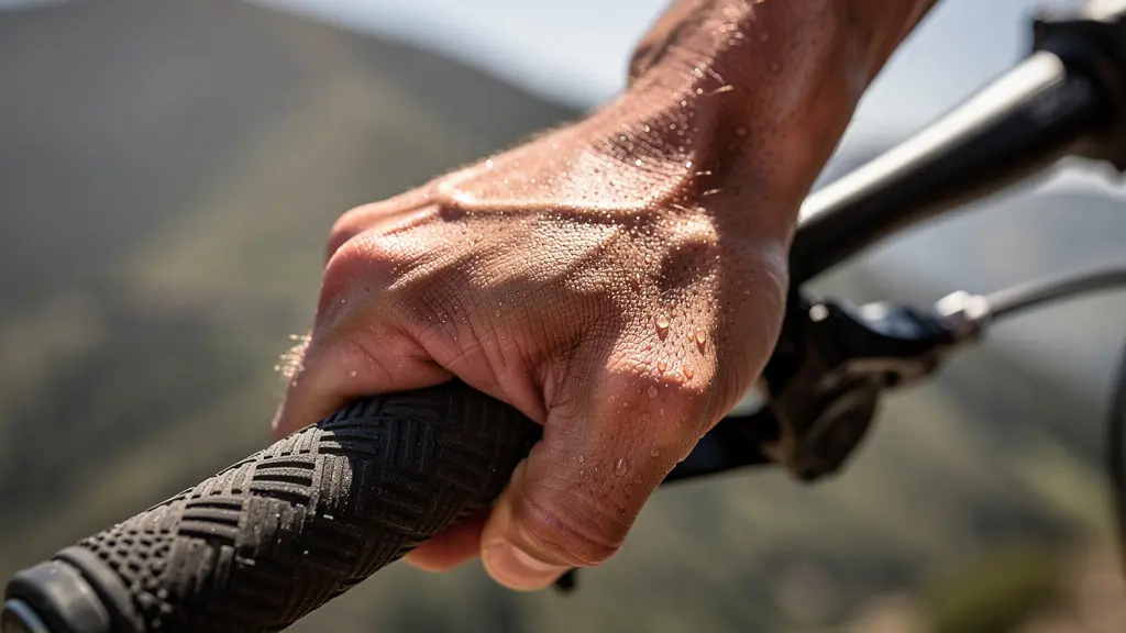 Gros plan sur cycliste surveillant son rythme cardiaque en montée