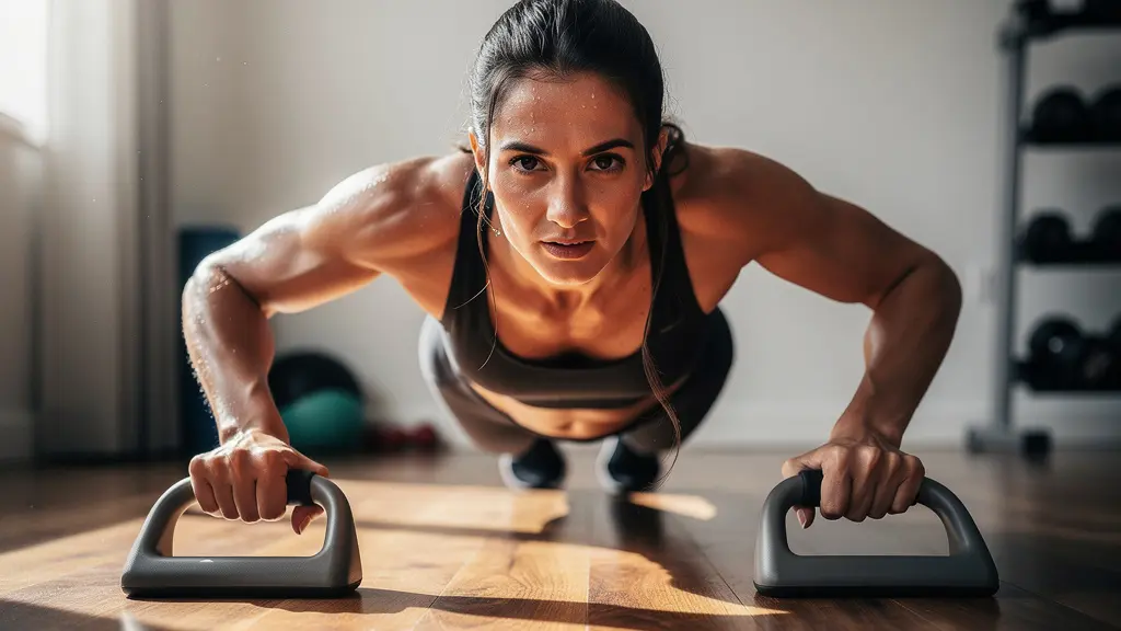 Sportif utilisant des poignées de pompes pour un entraînement sans douleur aux poignets