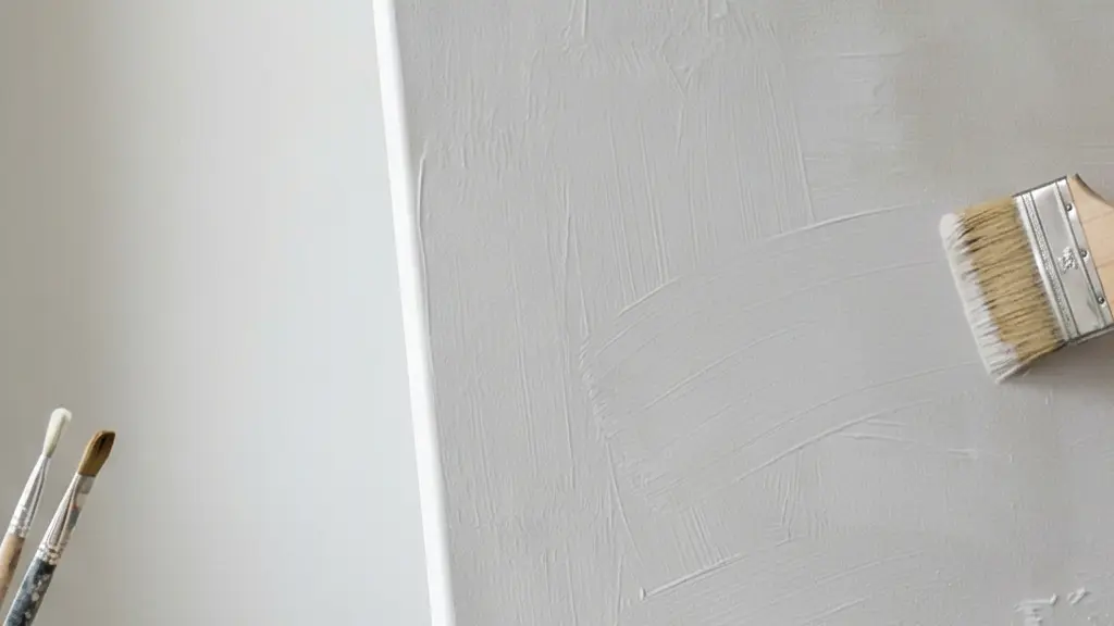 Application du gesso sur une toile tendue dans un atelier d'artiste